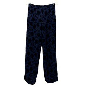 Mr & Mrs MacLeod Wool Blend Floral Navy Blue Dress Pants Womens Size 8 / 40